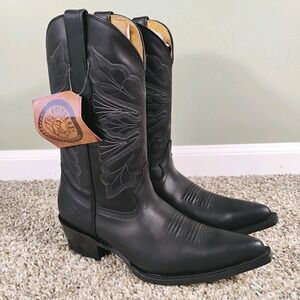 Grinders Women Dallas Black Real Leather Boot Cowboy Western Mid Calf Toe Boots